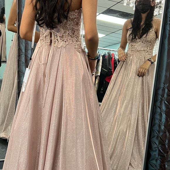 Jovani Lacey Glitterly Baby Pink Ballgown Prom Dress! (Corset Style adjustable) - Picture 3 of 3